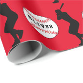 Baseball Ball Player Kinder naam Birthday Cadeaupapier (Rol Hoek)