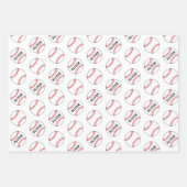 Baseball Ball Player Kinder naam Birthday Inpakpapier Vel (Voorkant 3)