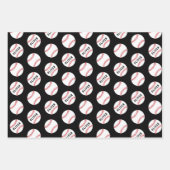 Baseball Ball Player Kinder naam Birthday Inpakpapier Vel (Voorkant 3)