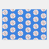Baseball Ball Player Kinder naam Birthday Inpakpapier Vel (Voorkant 2)