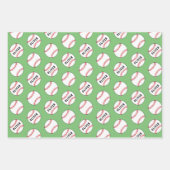 Baseball Ball Player Kinder naam Birthday Inpakpapier Vel (Voorkant 3)