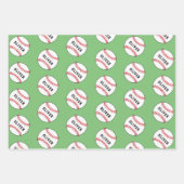 Baseball Ball Player Kinder naam Birthday Inpakpapier Vel (Voorkant 2)