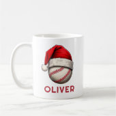 Baseball Ball Red Santa Hat Name Christmas Koffiemok (Links)