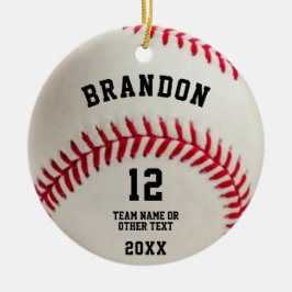 Baseball Ball Red Stitching Foto gepersonaliseerd Keramisch Ornament