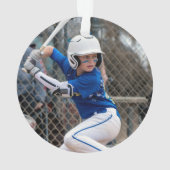 Baseball Ball Red Stitching Photo Personated Cer Ornament (achterkant)