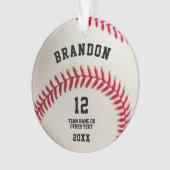 Baseball Ball Red Stitching Photo Personated Cer Ornament (voorkant)