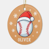 Baseball Ball Rode Santa Hoed Sneeuwvlok Naam Keramisch Ornament (Links)