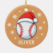 Baseball Ball Rode Santa Hoed Sneeuwvlok Naam Keramisch Ornament (Achterkant)