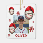 Baseball Ball Santa Hat Name Photo Christmas  Keramisch Ornament (Links)