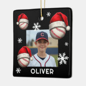 Baseball Ball Santa Hat Name Photo Christmas  Keramisch Ornament (Links)