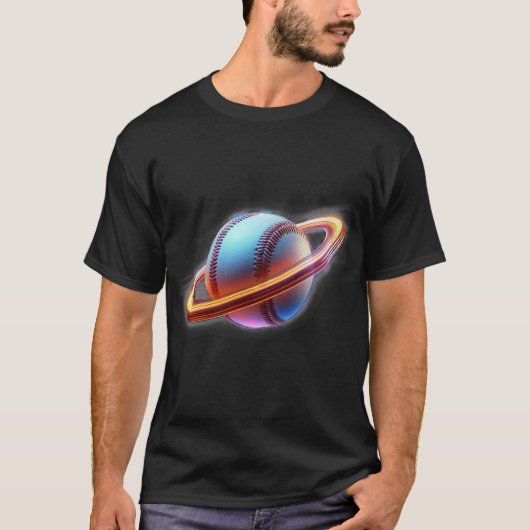Baseball Ball Saturn Planet, Geweldige Sport Desig T-shirt (Voorkant)