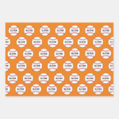 Baseball Ball Sinaasappel Patroon Kinder naam Verj Inpakpapier Vel (Voorkant)