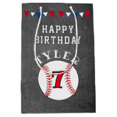 Baseball Ball Sport Chalkboard Kids Verjaardag Medium Cadeauzakje (Voorkant)