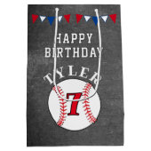 Baseball Ball Sport Chalkboard Kids Verjaardag Medium Cadeauzakje (Achterkant)