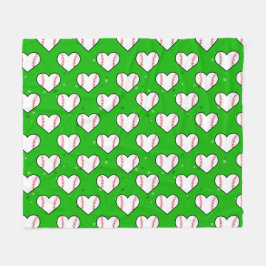 Baseball Ball Texture In Heart Shape - Pattern  Fleece Deken