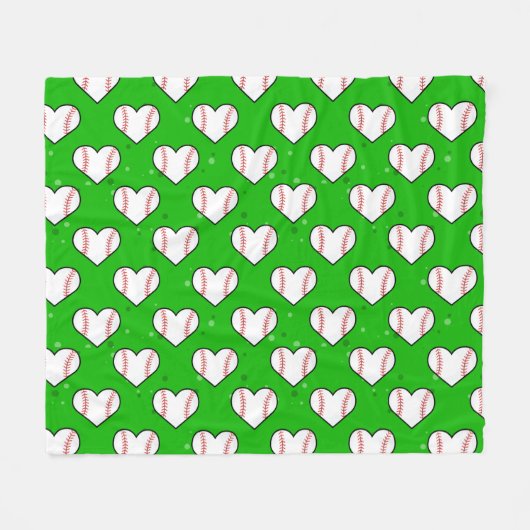 Baseball Ball Texture In Heart Shape - Pattern  Fleece Deken (Voorkant (Horizontaal))