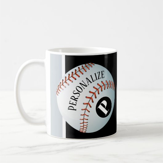 Baseball Baller Monogram Aangepaste naam Koffiemok (Links)