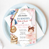 Baseball & Ballerina Birthday Invitation | Rookie  Kaart