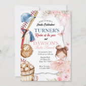 Baseball & Ballerina Birthday Invitation | Rookie  Kaart (Voorkant)