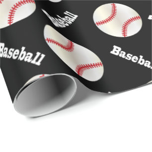 Baseball Balls met zwarte achtergrond Cadeaupapier