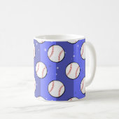 Baseball Balls - Naadloos patroon op blauw veld Koffiemok (Voorkant rechts)