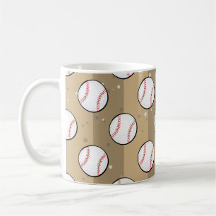 Baseball Balls - Naadloos patroon op bruin veld B Koffiemok