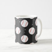Baseball Balls - Naadloos patroon op donker veld Koffiemok (Voorkant rechts)