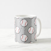 Baseball Balls - Naadloos patroon op grijs veld Koffiemok (Voorkant rechts)