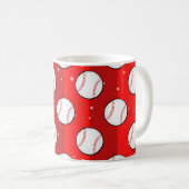 Baseball Balls - Naadloos patroon op rood veld Koffiemok (Voorkant rechts)