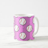 Baseball Balls - Naadloos patroon op roze veld Koffiemok (Voorkant rechts)