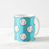Baseball Balls - Naadloos patroon op Sky Blue Koffiemok (Voorkant rechts)