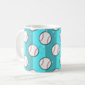 Baseball Balls - Naadloos patroon op Sky Blue Koffiemok (Voorkant links)