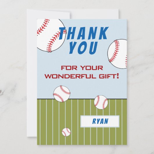 Baseball Balls op maat gesneden kinderen van zater Bedankkaart (Voorkant)
