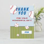 Baseball Balls op maat gesneden kinderen van zater Bedankkaart (Staand voorkant)