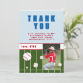 Baseball Balls speciaal gepersonaliseerd kinderen  Bedankkaart (Staand voorkant)