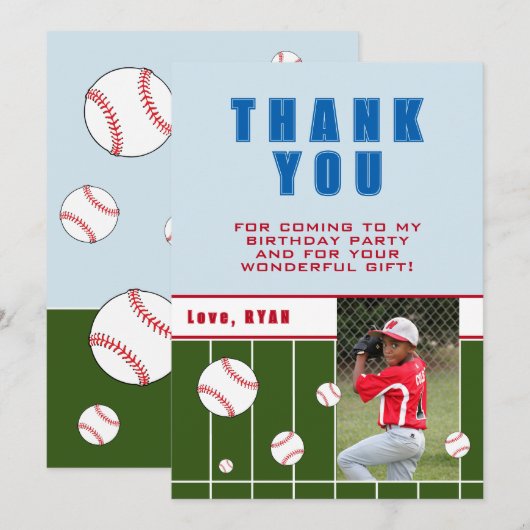 Baseball Balls speciaal gepersonaliseerd kinderen  Bedankkaart (Voorkant / Achterkant)