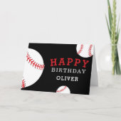 Baseball Balls Sports Black Happy Birthday Kinder Kaart (Voorkant)