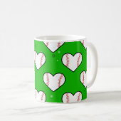 Baseball-baltextuur in hartvorm - patroon koffiemok (Voorkant rechts)