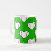 Baseball-baltextuur in hartvorm - patroon koffiemok (Voorkant links)