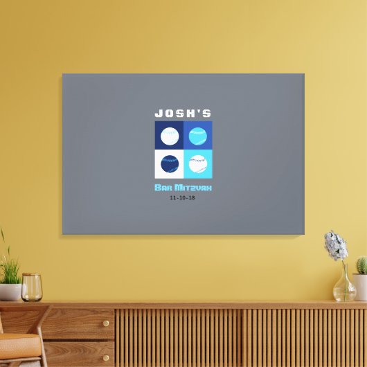 BASEBALL Bar Bat Mitzvah Sign In Board Canvas Afdruk (Insitu (Woonkamer))