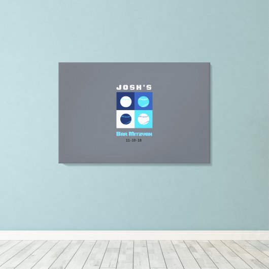 BASEBALL Bar Bat Mitzvah Sign In Board Canvas Afdruk (Insitu (Houten vloer))