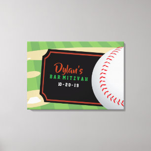 BASEBALL Bar Bat Mitzvah Sign In Board Canvas Afdruk