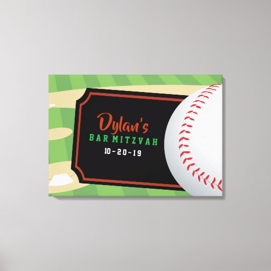 BASEBALL Bar Bat Mitzvah Sign In Board Canvas Afdruk (Voorkant)