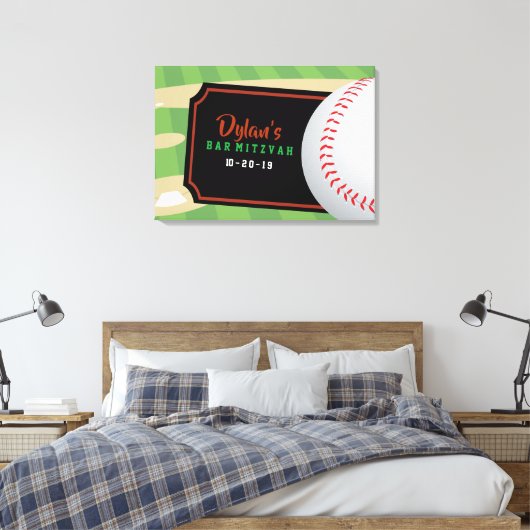 BASEBALL Bar Bat Mitzvah Sign In Board Canvas Afdruk (Insitu (Slaapkamer))