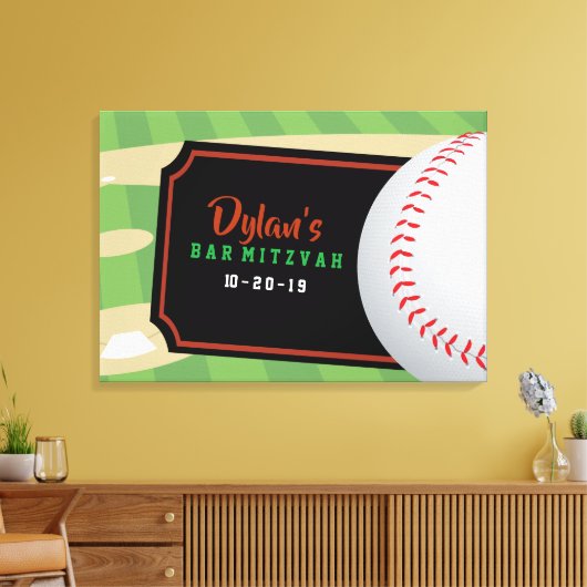 BASEBALL Bar Bat Mitzvah Sign In Board Canvas Afdruk (Insitu (Woonkamer))