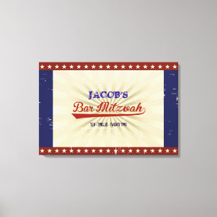  BASEBALL Bar Bat Mitzvah Sign In Board Canvas Afdruk
