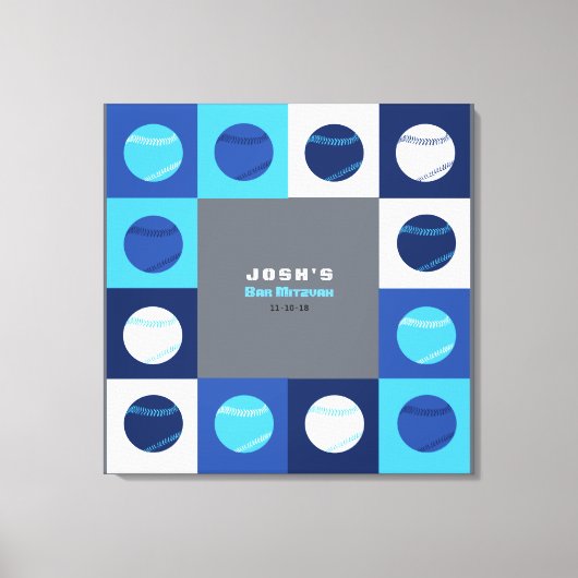 BASEBALL Bar Bat Mitzvah Sign In Memory Board Canvas Afdruk (Voorkant)