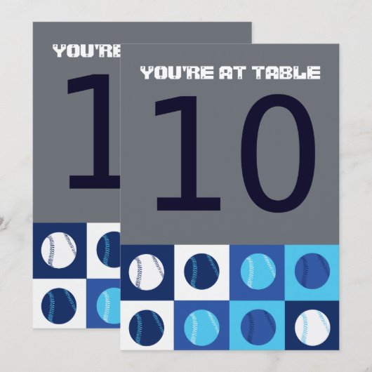 BASEBALL Bar Bat Mitzvah Table Number Kaart (Voorkant / Achterkant)