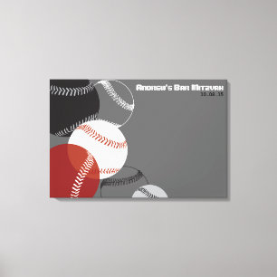 Baseball Bar Mitzvah Bar Mitzvah Sign-In Board Canvas Afdruk