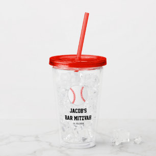 Baseball Bar Mitzvah gepersonaliseerd Acryl Drinkbeker